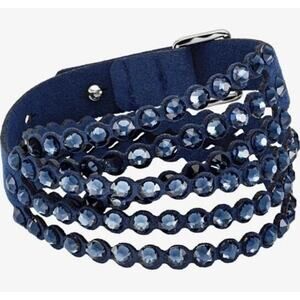 Genuine Swarovski Slake Blue Crystal Multi Row Wrap Power Bracelet 5511697 New